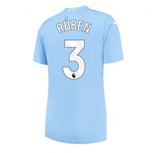 Fotballdrakt Dame Manchester City Ruben Dias #3 Hjemmedrakt 2023-24 Kortermet